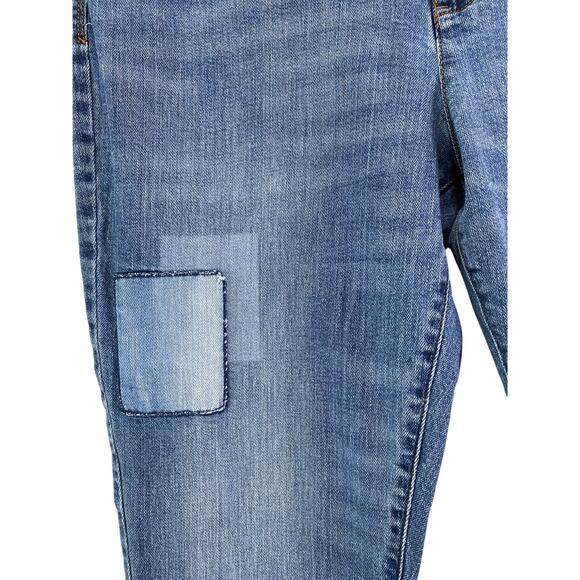J. Jill Authentic Fit Slim Ankle Patchwork Jeans Womens Sz 14 Boho Closet Staple - Picture 3 of 10